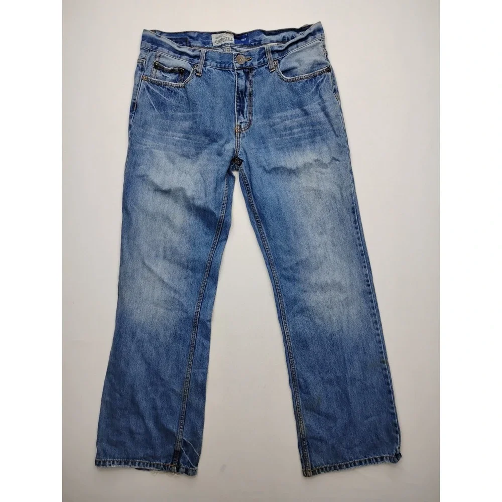 Aeropostale Benton Original Bootcut Jeans Mens 34x34 Faded Wash Blue Y2K